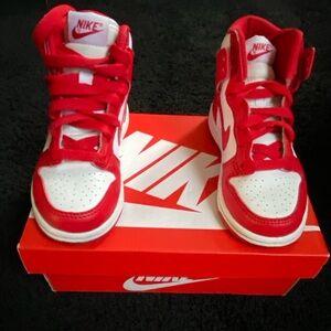 Nike Kids Red and White High-Top Sneakers